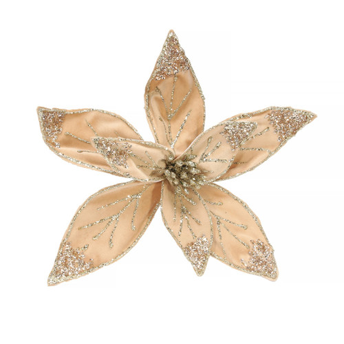 Champagne Velvet Poinsettia Organza with Clip (Dia20cm) Champagne Velvet Poinsettia Organza with Clip (Dia20cm)
