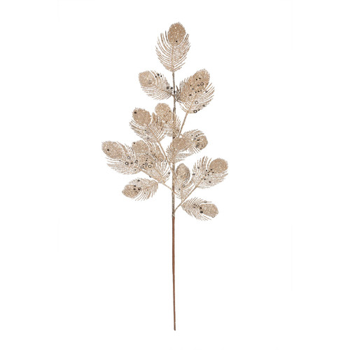 Champagne Glitter Feather Spray (H70cm)
