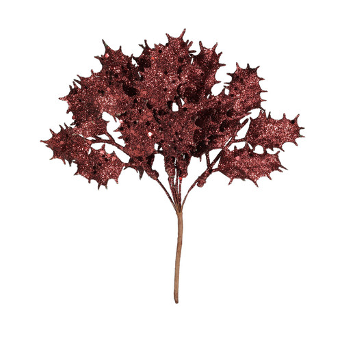 Burgundy Glitter Holly Pick (H20cm) Burgundy Glitter Holly Pick (H20cm)