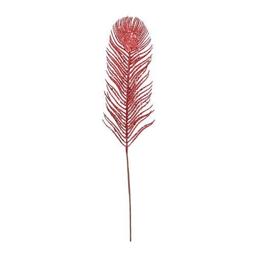Red Glitter Feather Stem (H67cm) Red Glitter Feather Stem (H67cm)