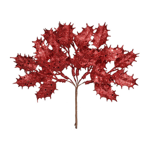 Red Glitter Holly Pick (H20cm) Red Glitter Holly Pick (H20cm)