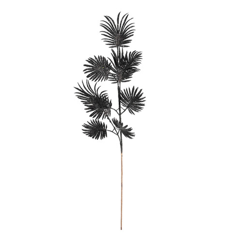 Black Glitter Feather Leaf Stem (H75cm)