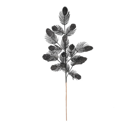 Black Glitter Feather Spray (H70cm) Black Glitter Feather Spray (H70cm)