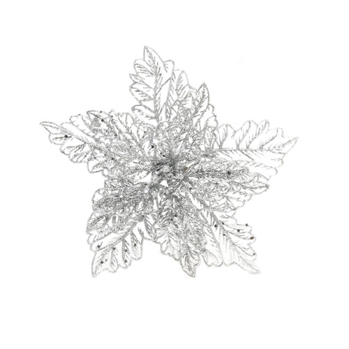 Silver Poinsettia Filigree with Clip (Dia22cm)