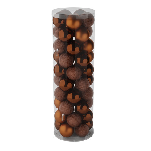 48 Brown Baubles in Matt, Shiny & Glitter Finish (10cm) 48 Brown Baubles in Matt, Shiny & Glitter Finish (10cm)