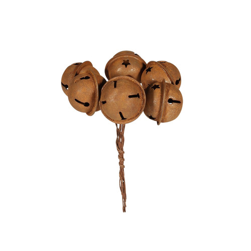 6 3cm Bells on wire (Rusty)