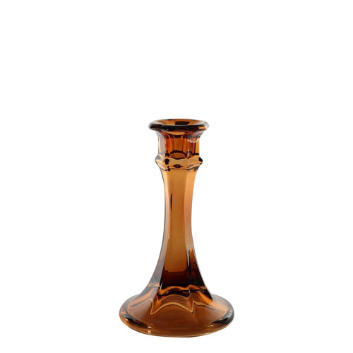 Genevive Candlestick- Mocha Coloured Glass (15cm) Genevive Candlestick- Mocha Coloured Glass (15cm)