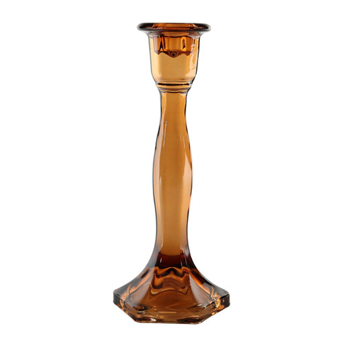 Valentia Candlestick -Mocha Coloured Glass (23cm)