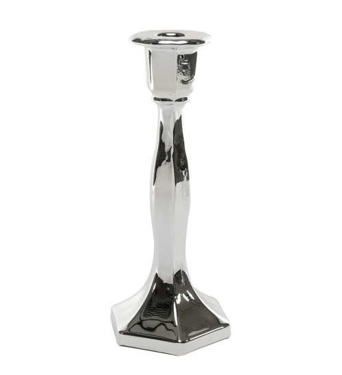 Valentia Candlestick - Electroplate Silver Glass (23cm)