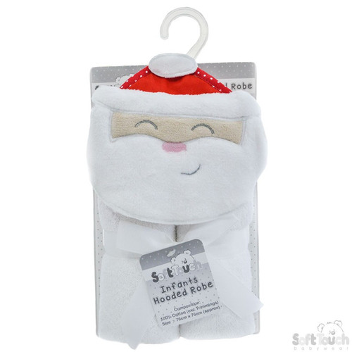 Infants Santa Applique Hooded Robe Infants Santa Applique Hooded Robe