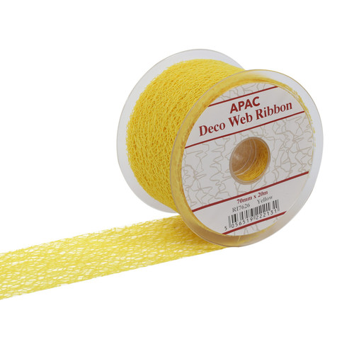 Yellow Deco Web Ribbon (70mm x 20m) Yellow Deco Web Ribbon (70mm x 20m)