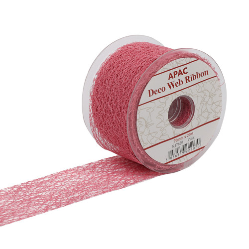 Pink Deco Web Ribbon (70mm x 20m) Pink Deco Web Ribbon (70mm x 20m)