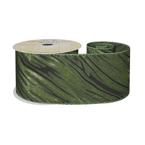 Green and Black Shimmer Zebra Print Ribbon (63mm x 9m) Green and Black Shimmer Zebra Print Ribbon (63mm x 9m)