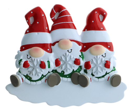 Personalised Christmas Gnome Family Decoration (3 Faces)