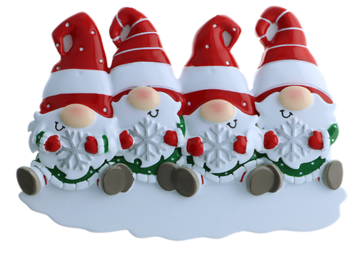Personalised Christmas Gnome Family Decoration (4 Faces)