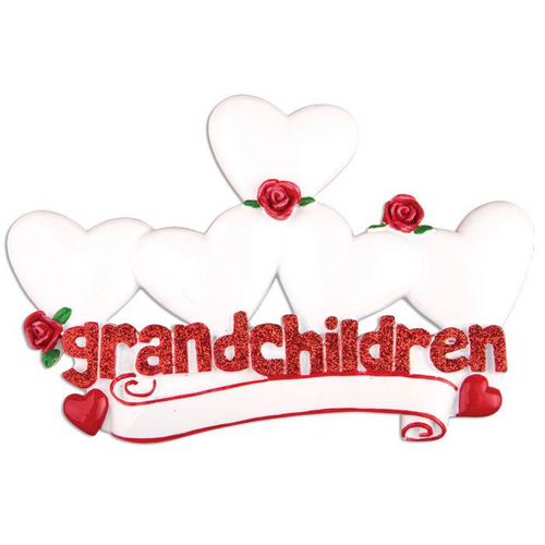 Personalised Grandchildren Table Topper (5 Hearts)