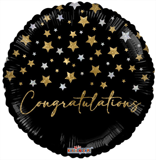 Holographic Congratulation Balloon - 18 Inch (with stars)