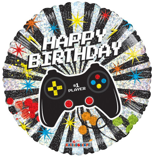Holographic Gamer Birthday Balloon - 18 Inch Holographic Gamer Birthday Balloon - 18 Inch