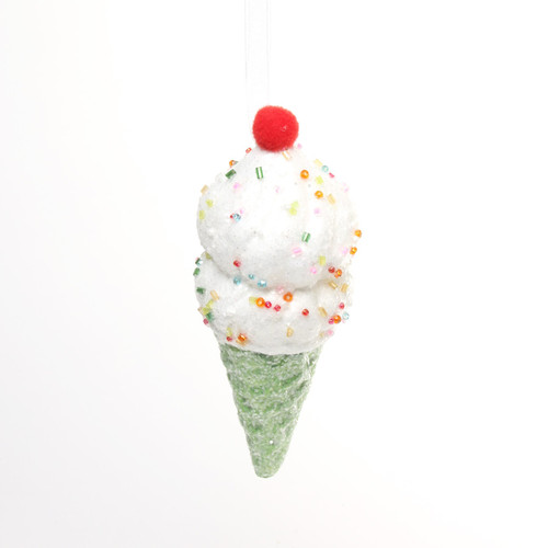 Ice-Cream Cone ORN Green (4.5inch)
