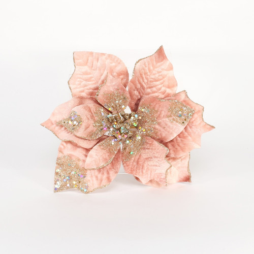 Rose Gold Poinsettia with Clip Rose Gold Poinsettia with Clip