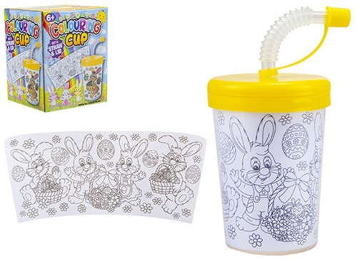 Colour Your Own Cup with Straw (Easter Design)