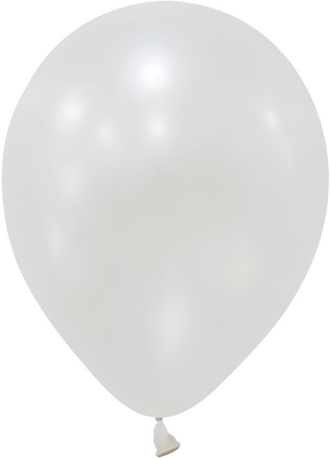 White Metallic Latex Balloon - 12 inch (Pk 100)