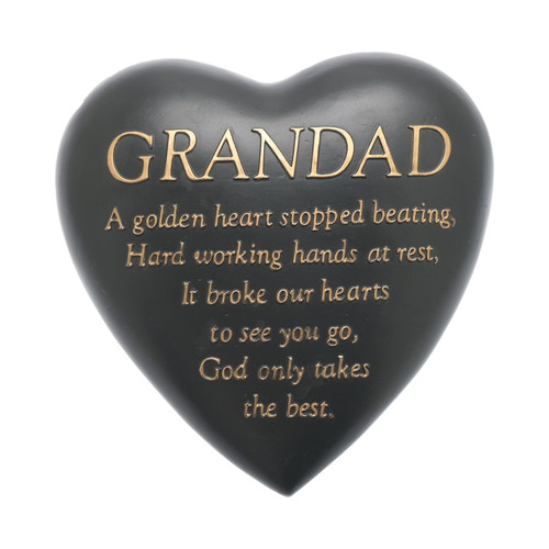 Graveside Grey Heart Plaque - Grandad Graveside Grey Heart Plaque - Grandad