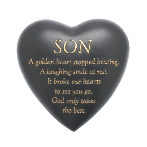 Graveside Grey Heart Plaque - Son Graveside Grey Heart Plaque - Son