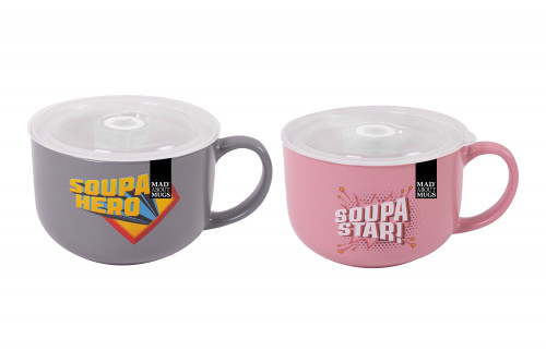 Soup Mug With Lid (assorted) Soup Mug With Lid (assorted)