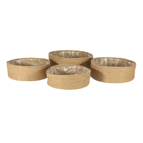 Set of 4 Jute Basket with Liner (Natural) Set of 4 Jute Basket with Liner (Natural)