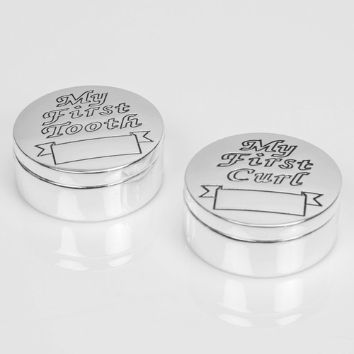 Silverplated First Tooth & First Curl Boxes by Juliana Silverplated First Tooth & First Curl Boxes by Juliana