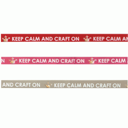 Keep calm & craft on - hot pink grosgrain ribbon 10mm x 20m