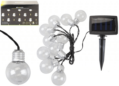 10 Led White Retro Bulb Solar String Lights 10 Led White Retro Bulb Solar String Lights