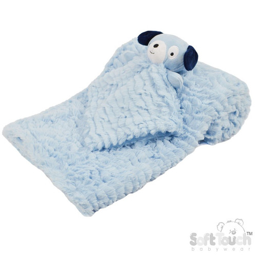 Soft Touch Blue Puppy Comforter & Wrap Set