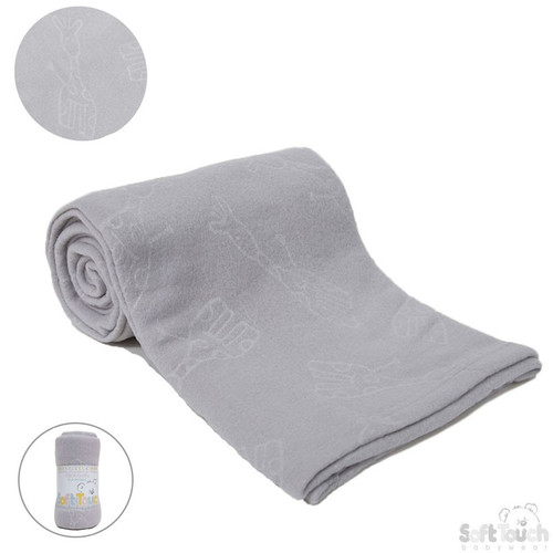 Soft Touch Grey Embossed Fleece Baby Wrap