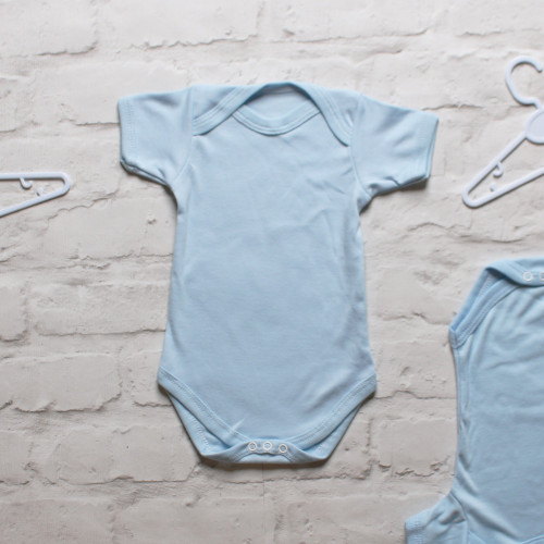 Baby Blue Short Sleeve Unbranded Cotton Bodysuit 3-6m