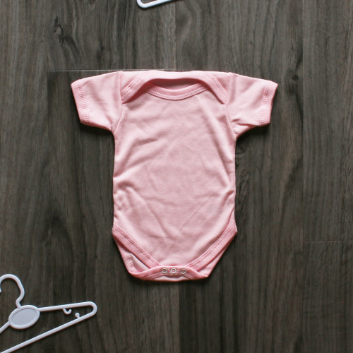 Baby Pink Short Sleeve Unbranded Cotton Bodysuit (0-3 Months)