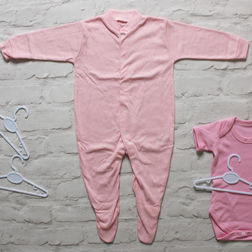 Personalisable Pink Unbranded Sleepsuit with Chest Poppers - Personalisable (6-12 Months)