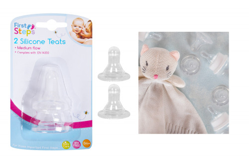 Silicone Teats Medium Flow 2 Pack by First Steps