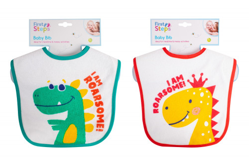 First Steps Dinosaur Baby Bib (2 Assorted Designs)