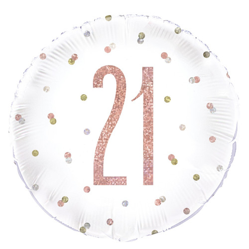 Rose Gold and White Prismatic 21st Foil Balloon (18 Inch )