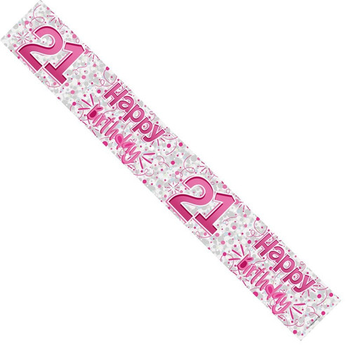 Pink 21st Birthday Banner (pack Of 12) Pink 21st Birthday Banner (pack Of 12)