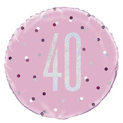 Pink and Silver Prismatic 40th Birthday Foil Balloon (18 Inch)