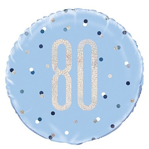 Blue and Silver Prismatic 80th Birthday Foil Balloon (18 Inch)