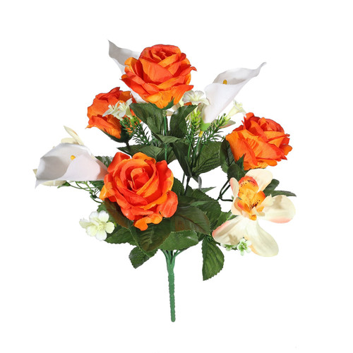 Orange Pembroke Orchid and Rose Mixed Posy Orange Pembroke Orchid and Rose Mixed Posy