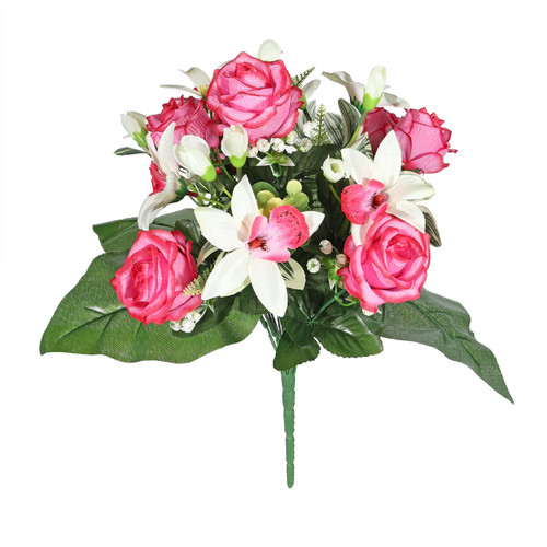 Dark Pink Pembroke Leafy and Orchid Mixed Bunch Dark Pink Pembroke Leafy and Orchid Mixed Bunch