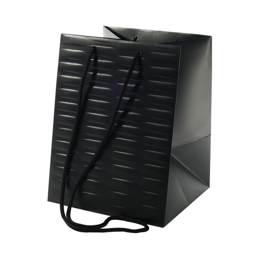 Black Woven Textured Hand Tie Bag (19x25cm) Black Woven Textured Hand Tie Bag (19x25cm)