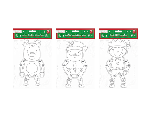Christmas Jointed Card Decorations (Assorted Pack of 4) Christmas Jointed Card Decorations (Assorted Pack of 4)