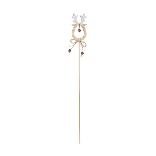 Silver Reindeer Wooden Pick with Bell (50cm) 