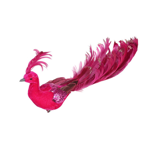 Hot Pink Velvet Peacock (26cm) 